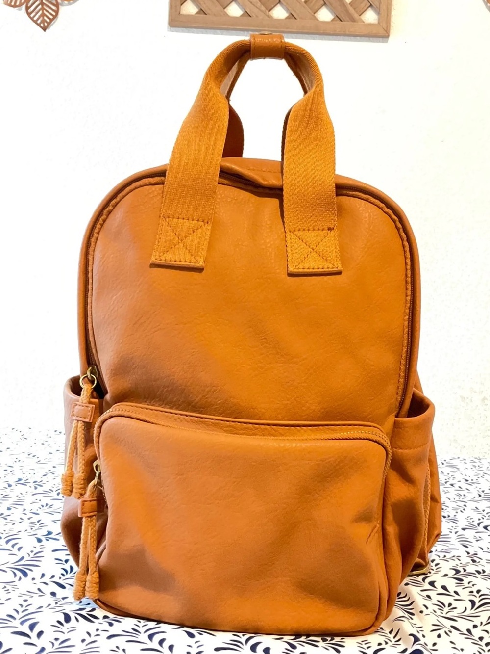 Target Tan Backpack with Front Zip Pocket